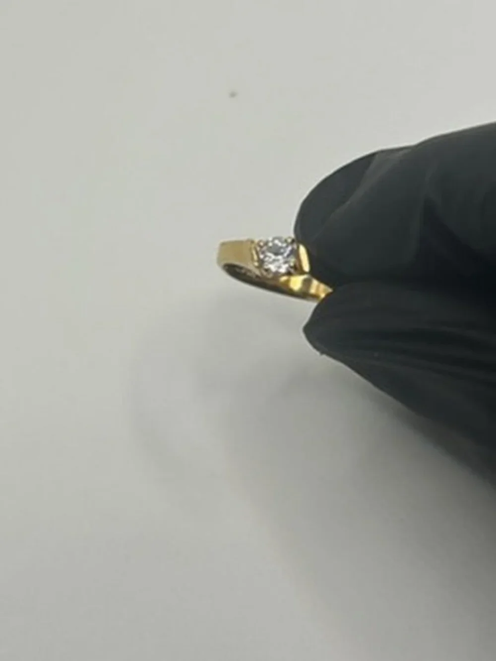 Vintage Gold Slanted CZ Ring Womens Cute 18k Plated Statement Dainty New